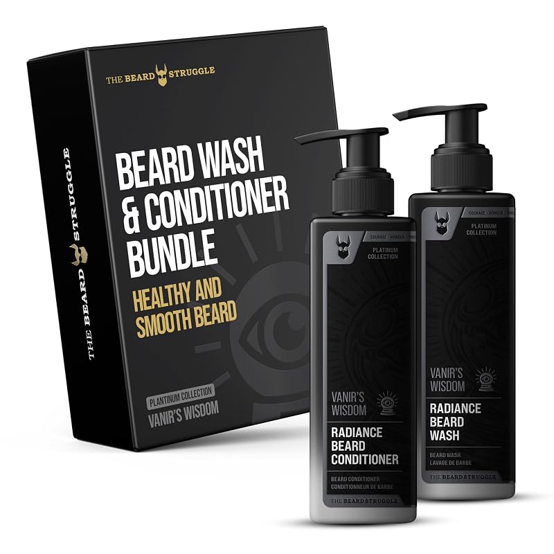 The Beard Struggle Conjunto de Shampoo e Condicionador para Barba Radiance - Coleção Platinum - Vanir's Wisdom - 2 unidades de 240 mL