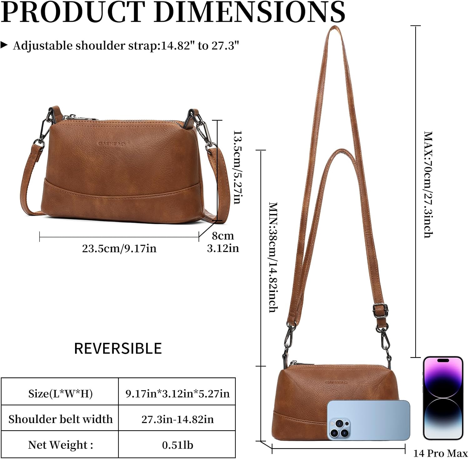 GAEKEAO Crossbody Bags for Women Small Cross Body Bag Genuine Leather Camera Bag Purse with Adjustable Strap - Image 4