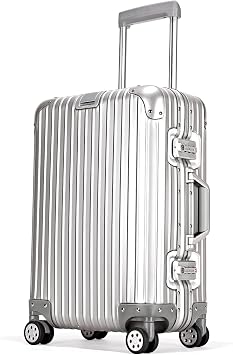 Suitcase, All Aluminum Alloy, Carry Case, Carry-on Bag, Silver, Large, Lightweight, Shockproof, TSA Lock, Quiet, Double Casters, For Business Trips, Travel, School, Silver XL Size, 3.5 gal 100 L