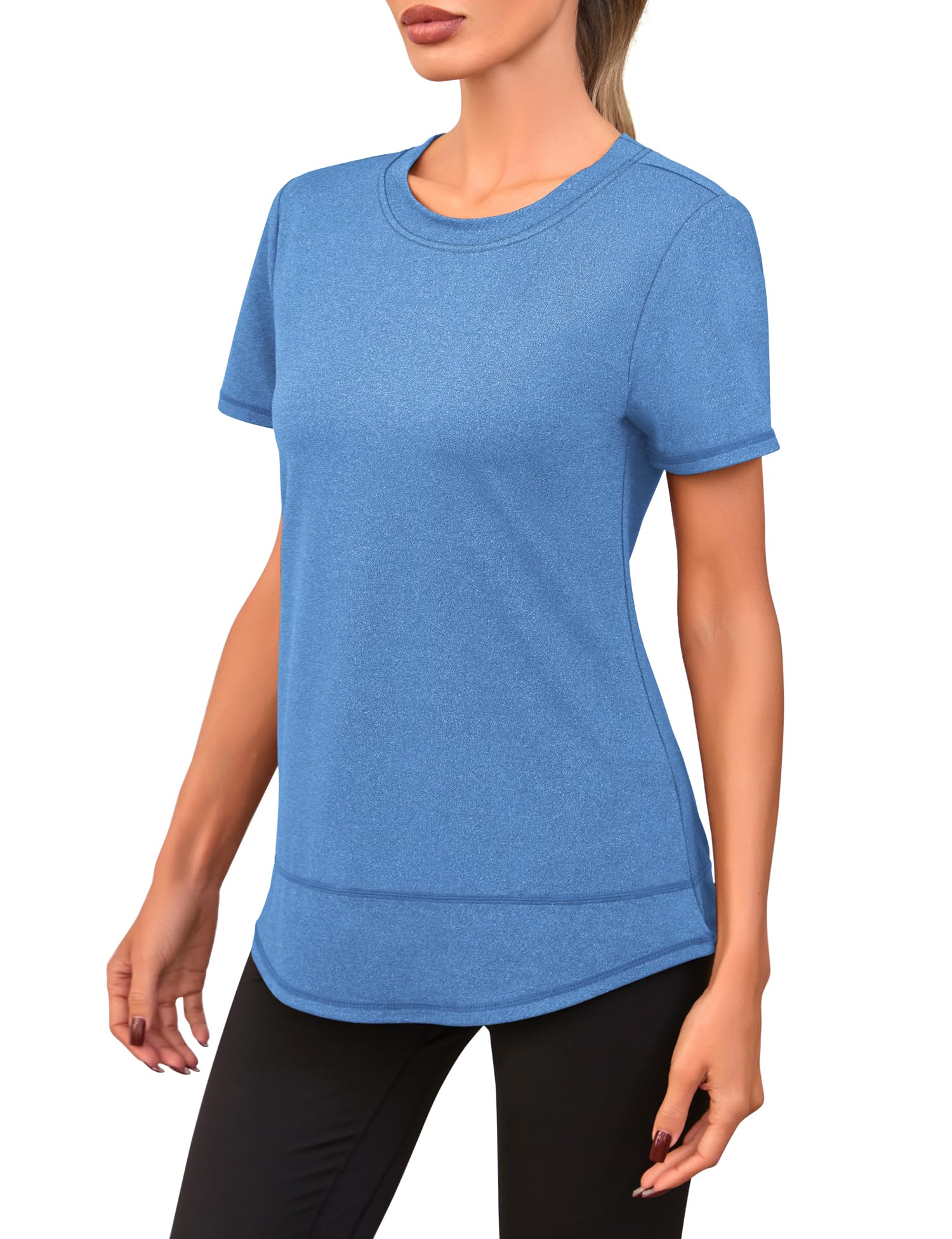 Memouniva Maglietta Sportiva Donna Maglia a Maniche Corte Palestra T-Shirt per Yoga Running Fitness - 5
