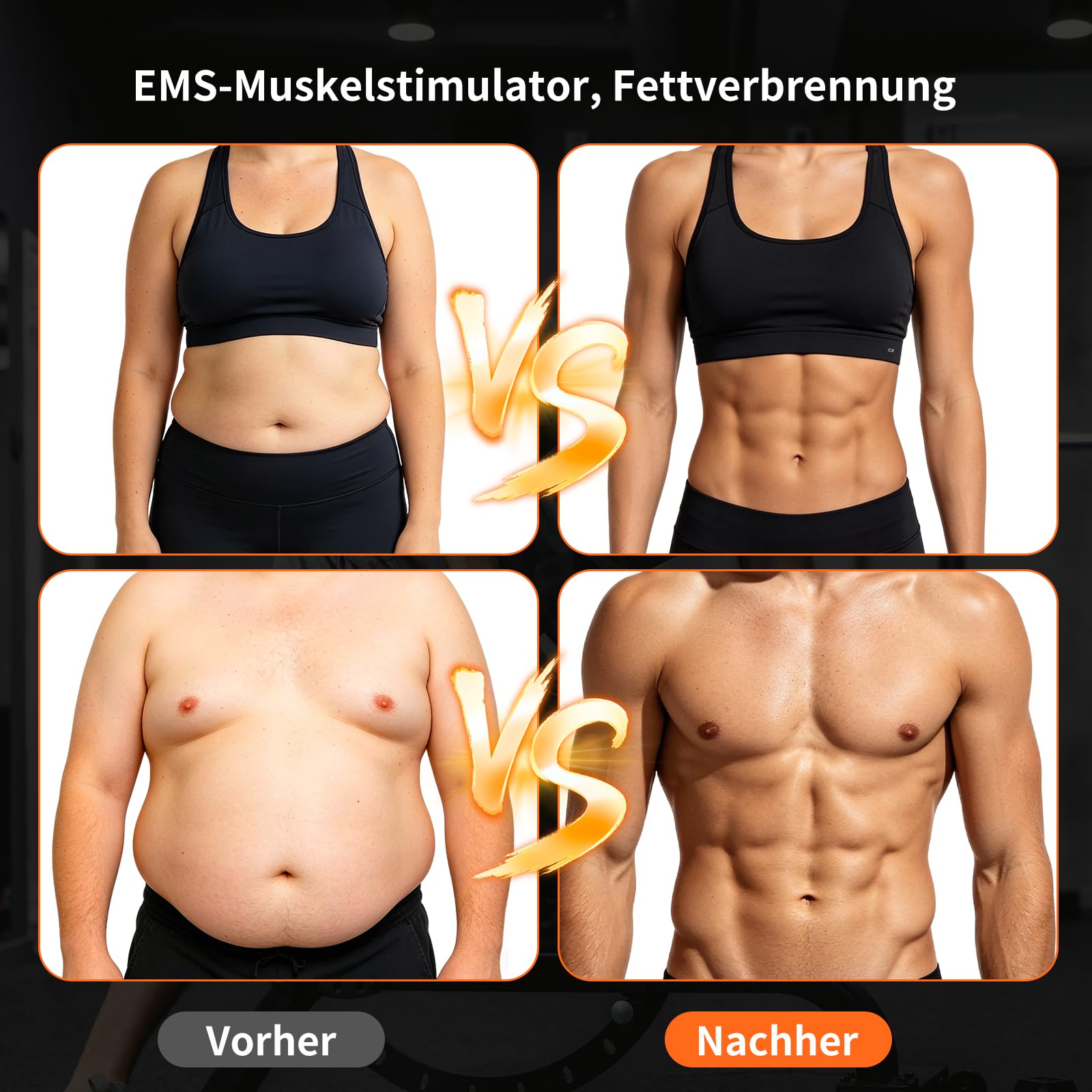 EMS Bauchmuskeltrainer, EMS Trainingsgerät, 8 Modiund 19 Stufen, Bauchmuskeltrainer elektrisch, USB Wiederaufladbarer, für die Bauch und Körpertrainig, Aktivierung des gesamten Körpers