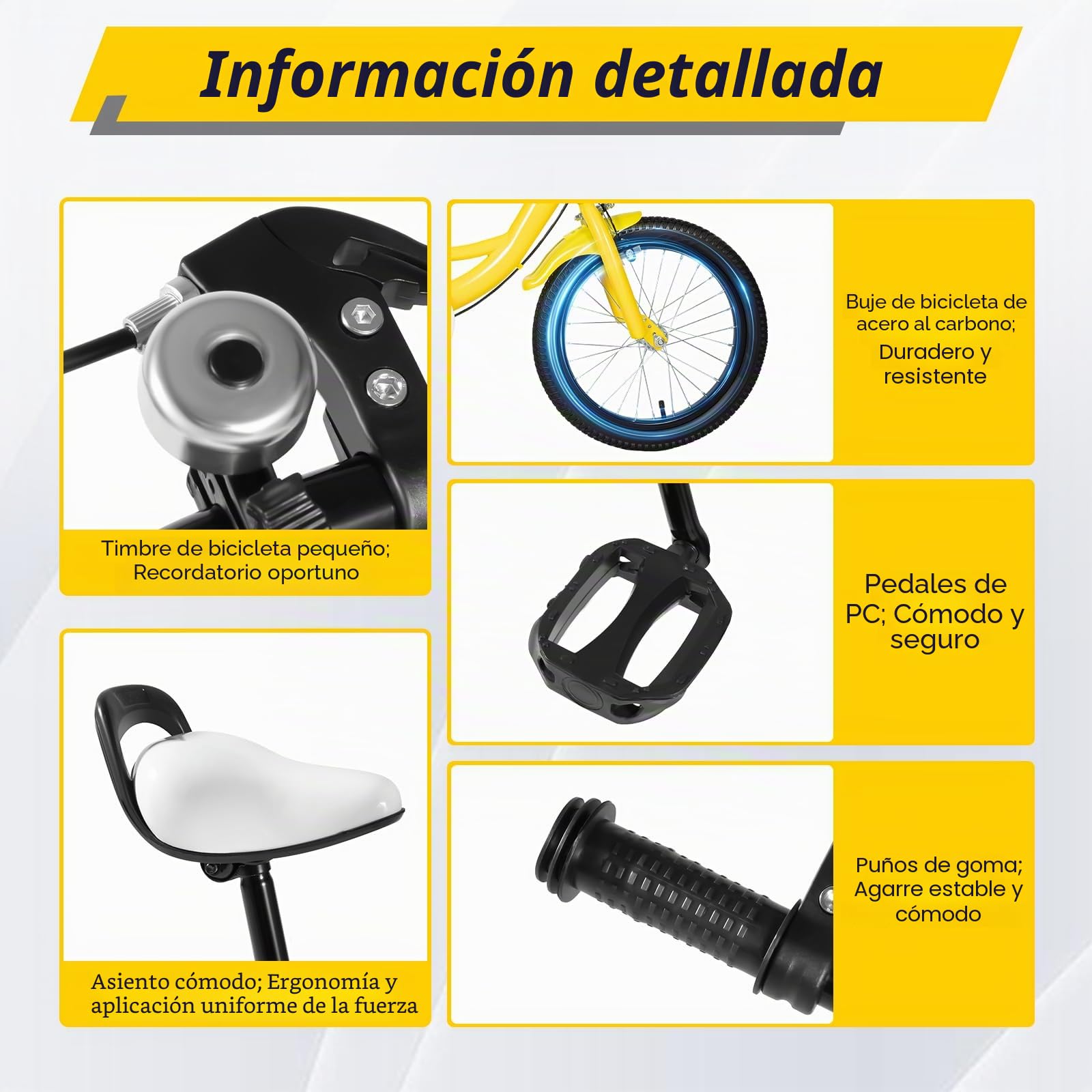 Bicicleta infantil de 16 pulgadas, universal, para niños y niñas, ajustable con guardabarros y cubierta de cadena, neumáticos amortiguadores, amarillo, acero al carbono, a partir de 5-8 años