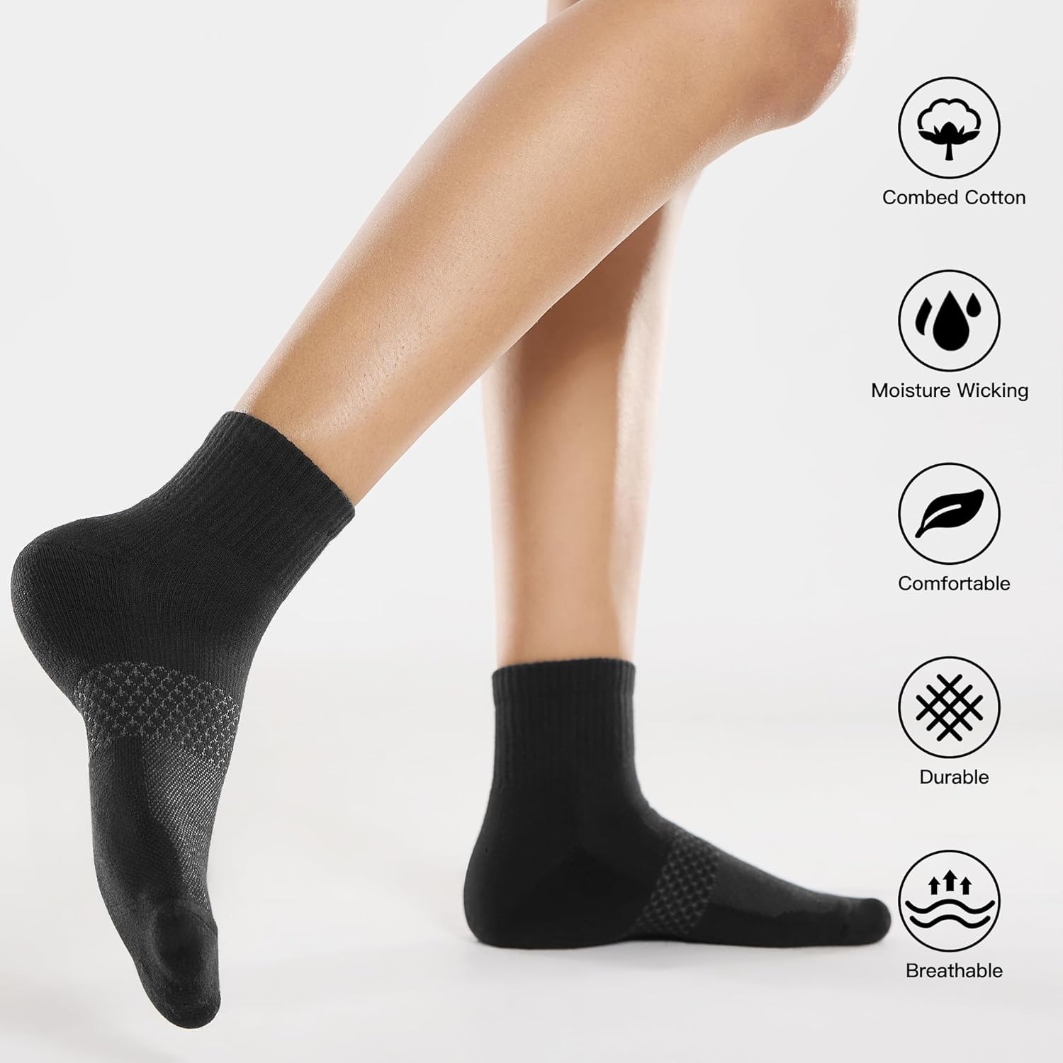 CS CELERSPORT 5 Pairs Women's Ankle Socks Running Athletic Sport Socks with Cushion - Image 3