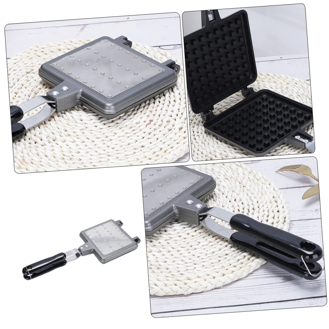 HOLIDYOYO Luminium Alloy Waffle Baking Tray Pan Easy Cleaning Non-stick Mould for Waffle