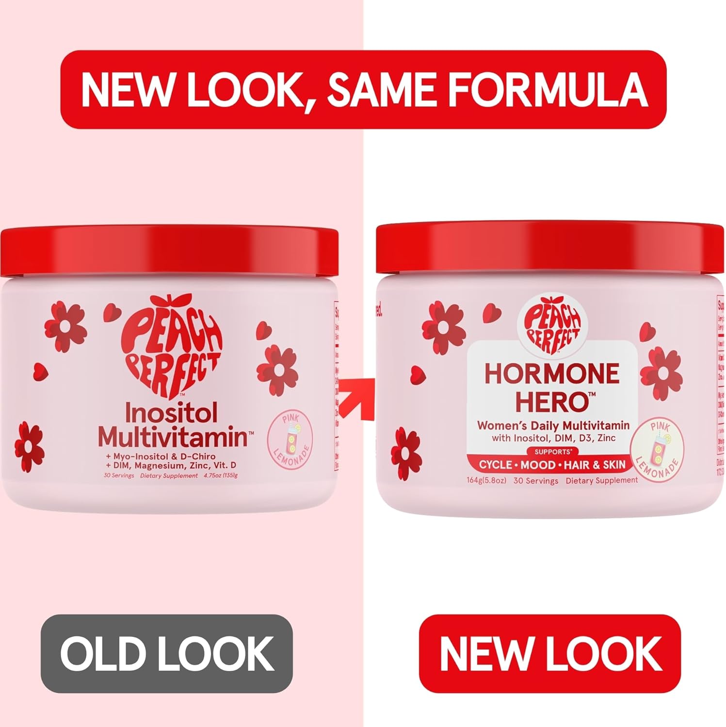 Peach Perfect Inositol Powder Multivitamin, Pink Lemonade Flavor – 4g Myo & D-Chiro Inositol, DIM, Zinc, Magnesium Glycinate, Vitamin D3 – Supports Women’s Health, Cycle, Energy, 30 SVG