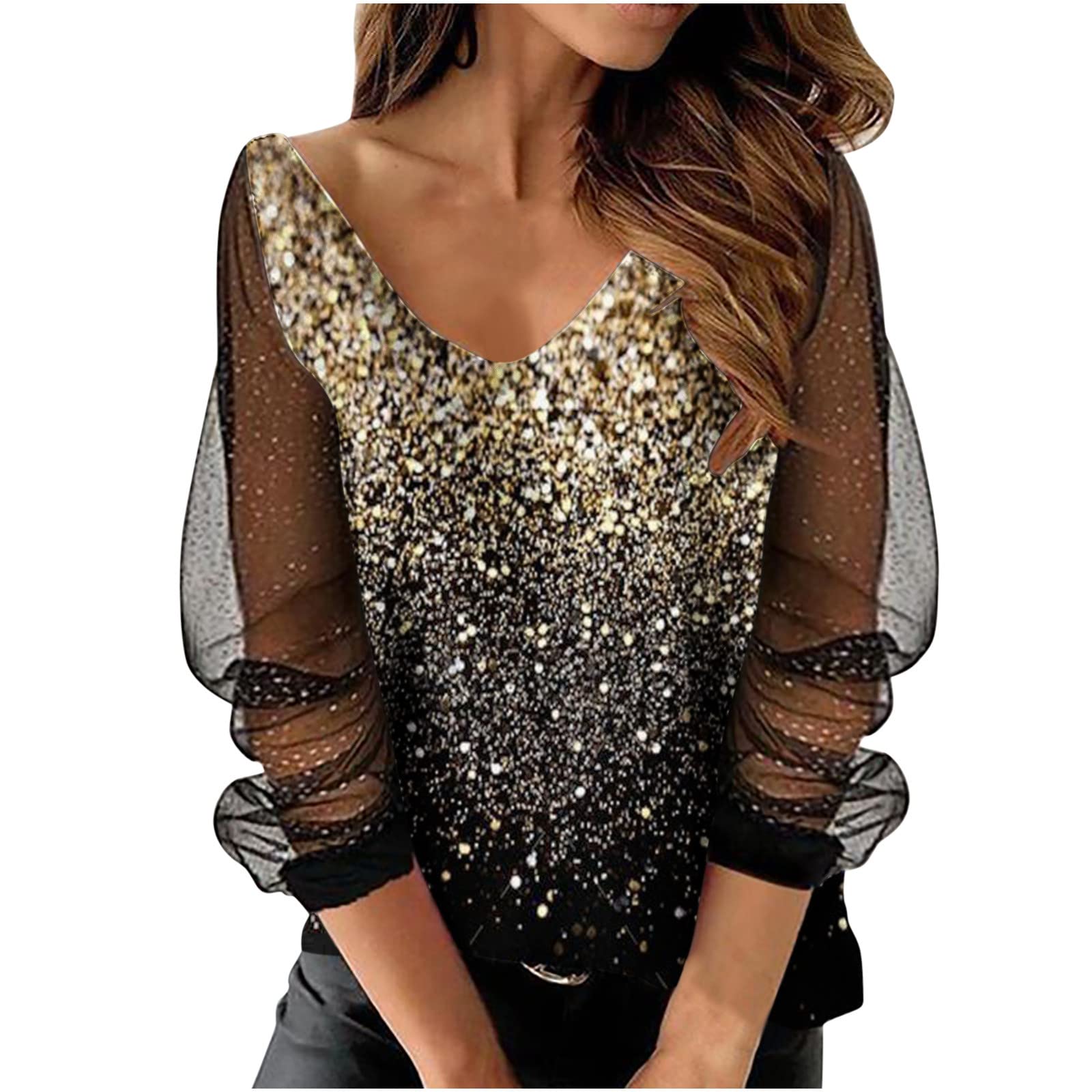 NUSGEAR 2022 Camiseta de Mujer,Elegante Manga Larga Color sólido Blusa Camisa Moda Casual Cuello en V Basica Jersey Sudadera Suelto Primavera Verano Cómodo Tops Fiesta T-Shirt Original
