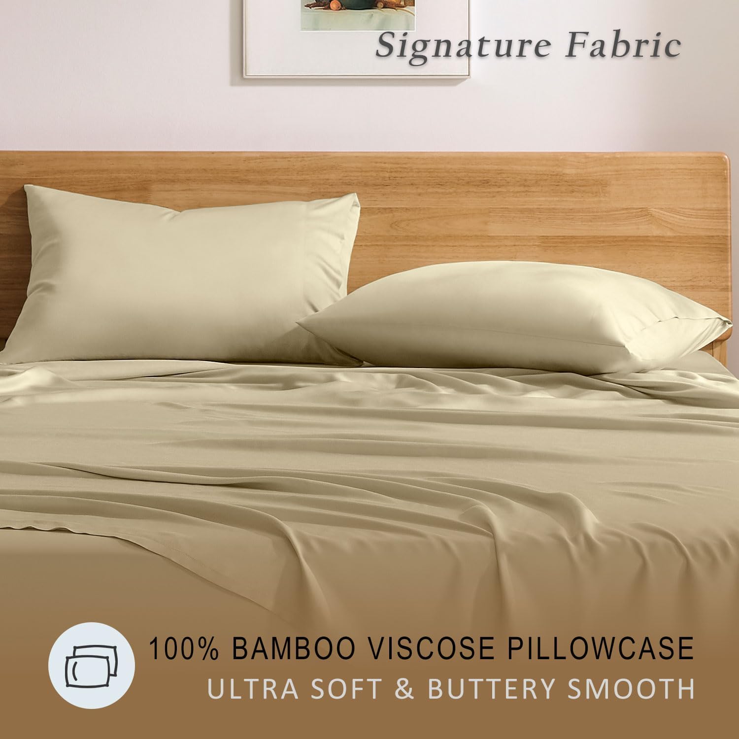 TOSMO Luxury Pillow Case Set of 2 - Cooling Viscose Derived from Bamboo - Oeko-TEX, Breathabl Silky Soft Pillow Cases with En100% Viscose Derived from Bamboovelope Closure (Queen / 20x30, Dune)