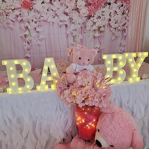 Miniatura 2 de ZUOKEMY Letrero luminoso con luz LED, luz decorativa con monograma de bebé grande, letras blancas cálidas brillantes, perfectas para fiestas de baby