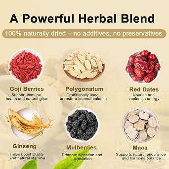 Ginseng Five Treasure Tea - Kidney Tea Formula Ginseng Five Treasure Wubao Herbal Cleanse Chinese Teas for Men Women (1Pack(25Bags))