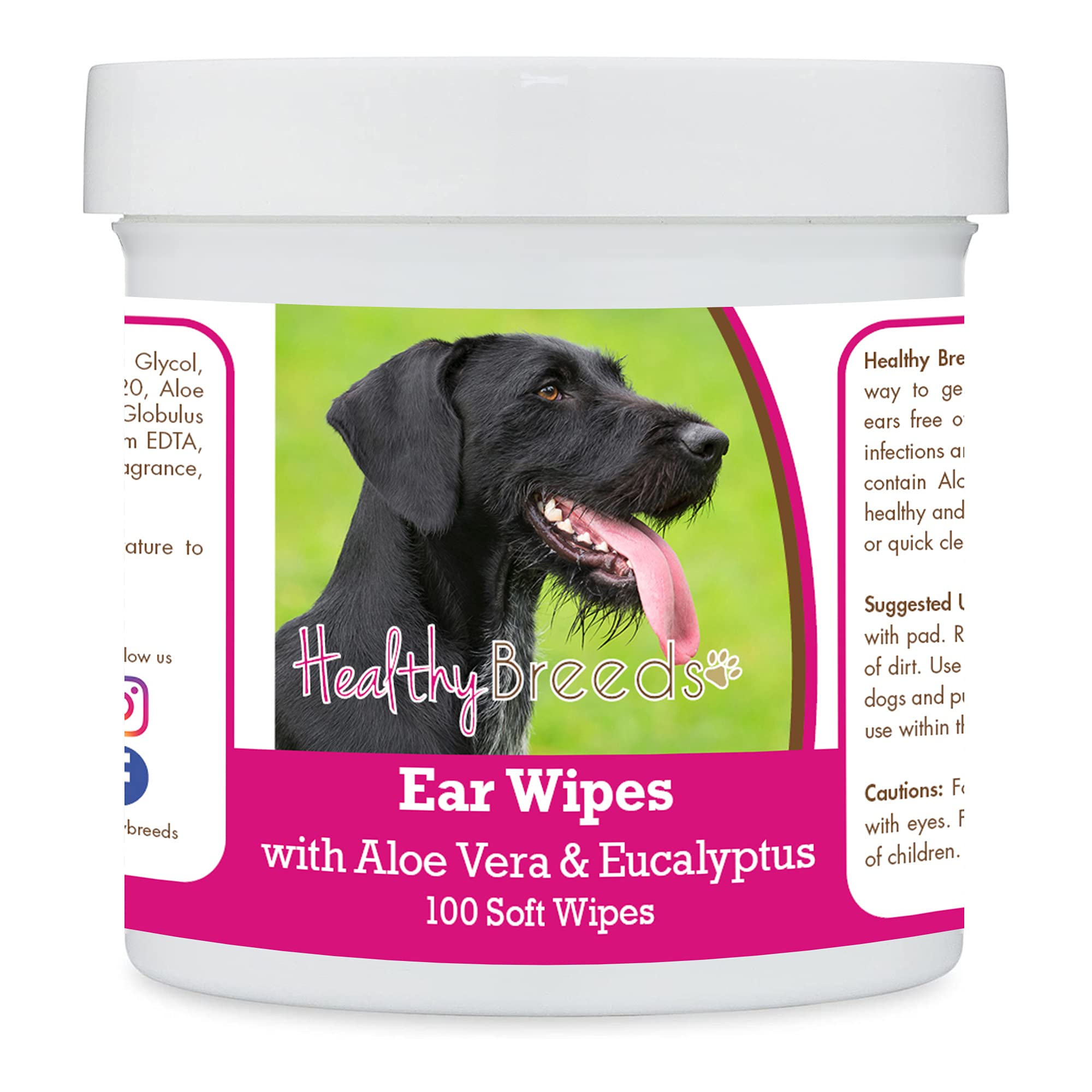 Healthy Breeds German Wirehaired Pointer Ear Cleaning Wipes with Aloe &amp; Eucalyptus for Dogs 100 Count