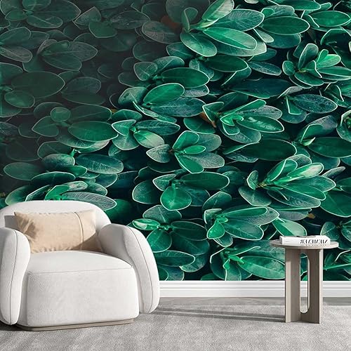 Miniatura 1 de YANFENQI Shiplap Wallpaper Peel and Stick Tropical Plant Green Papel Tapiz para Cocina Leaves Laundry Room Liven Up Space (W) 118" X(H) 110"