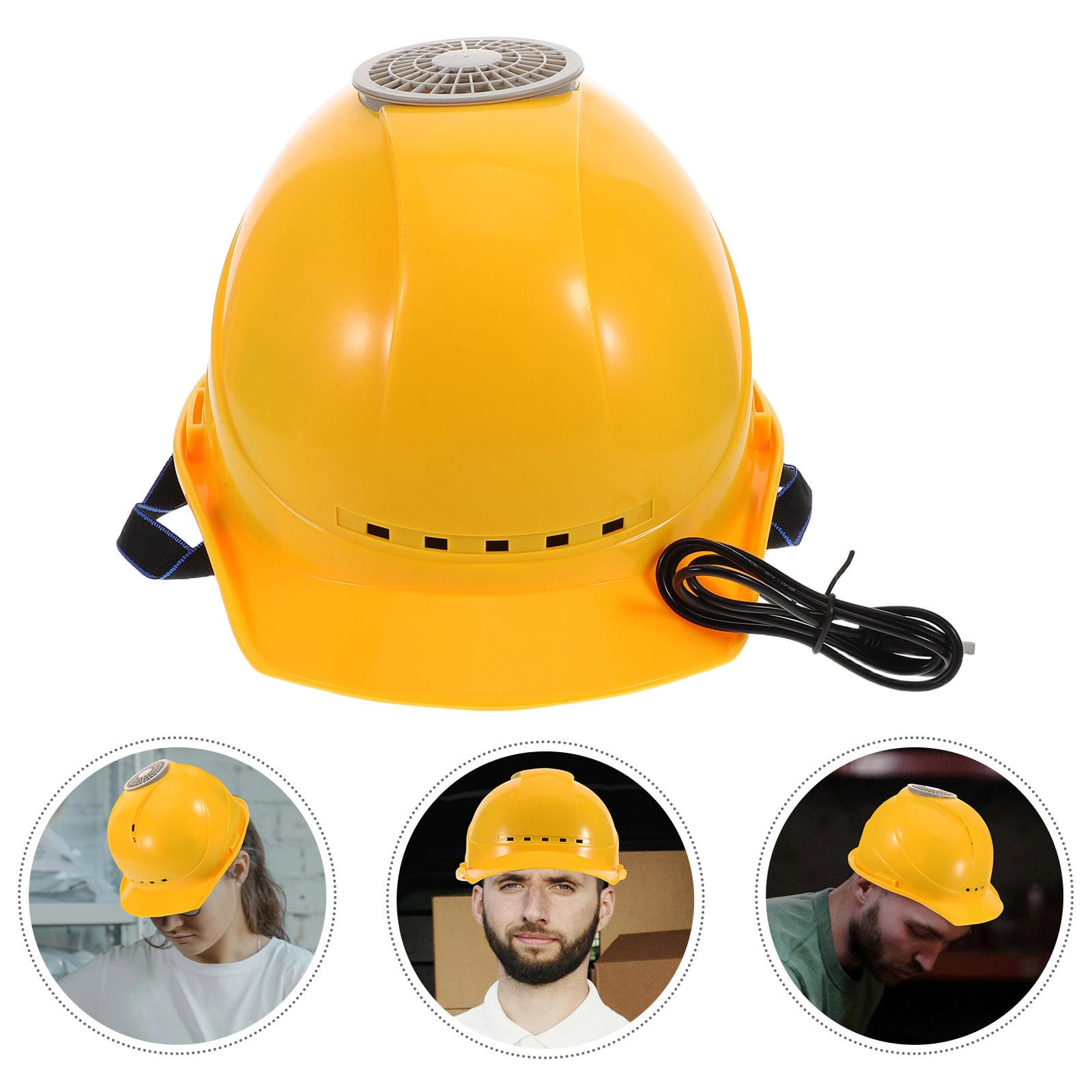 Casco de Construcción Amarillo Ventilador USB Decoracion Verano