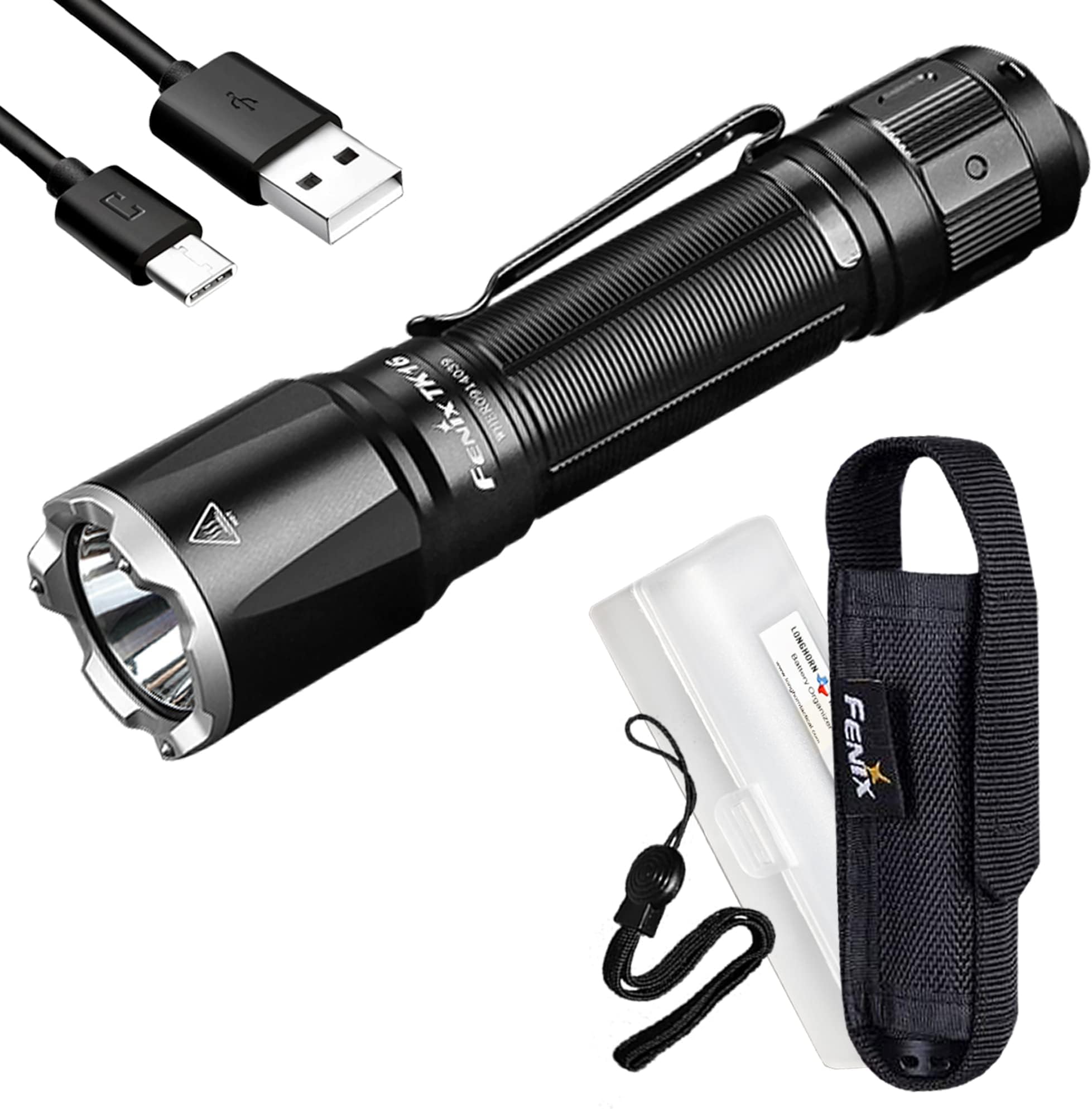 TK16 v2.0 Tactical Flashlight, 3100 Lumen Long Throw, USB-C Rechargeable, with LumenTac Organizer
