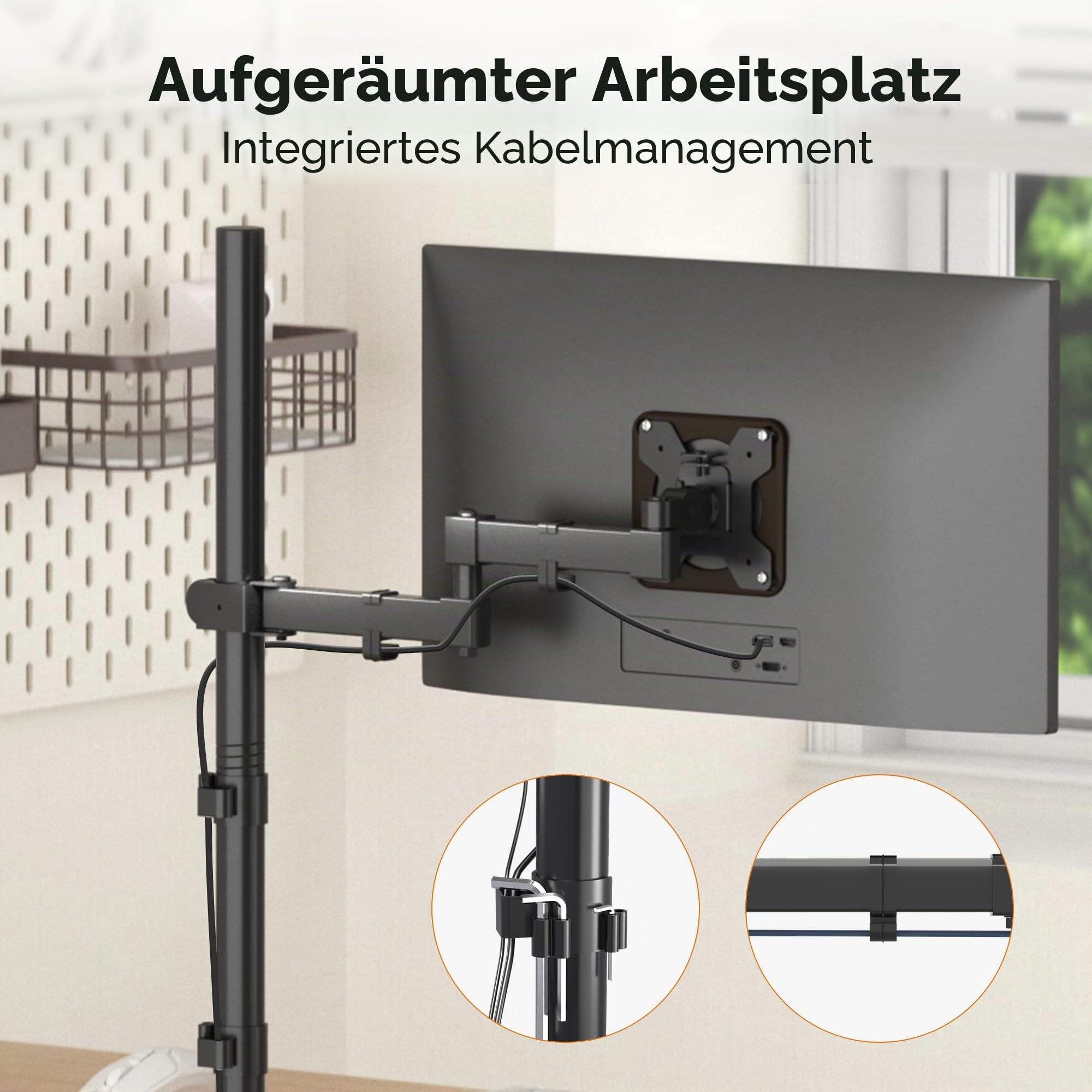 Bracwiser einzelnen Voll einstellbare Stehhöhe Monitorarm Standhalterung 800 mm hoch für Monitor Computerbildschirm 13 15 17 19 20 22 23 24 26 27 30 32 Zoll VESA 75 100 MD7821