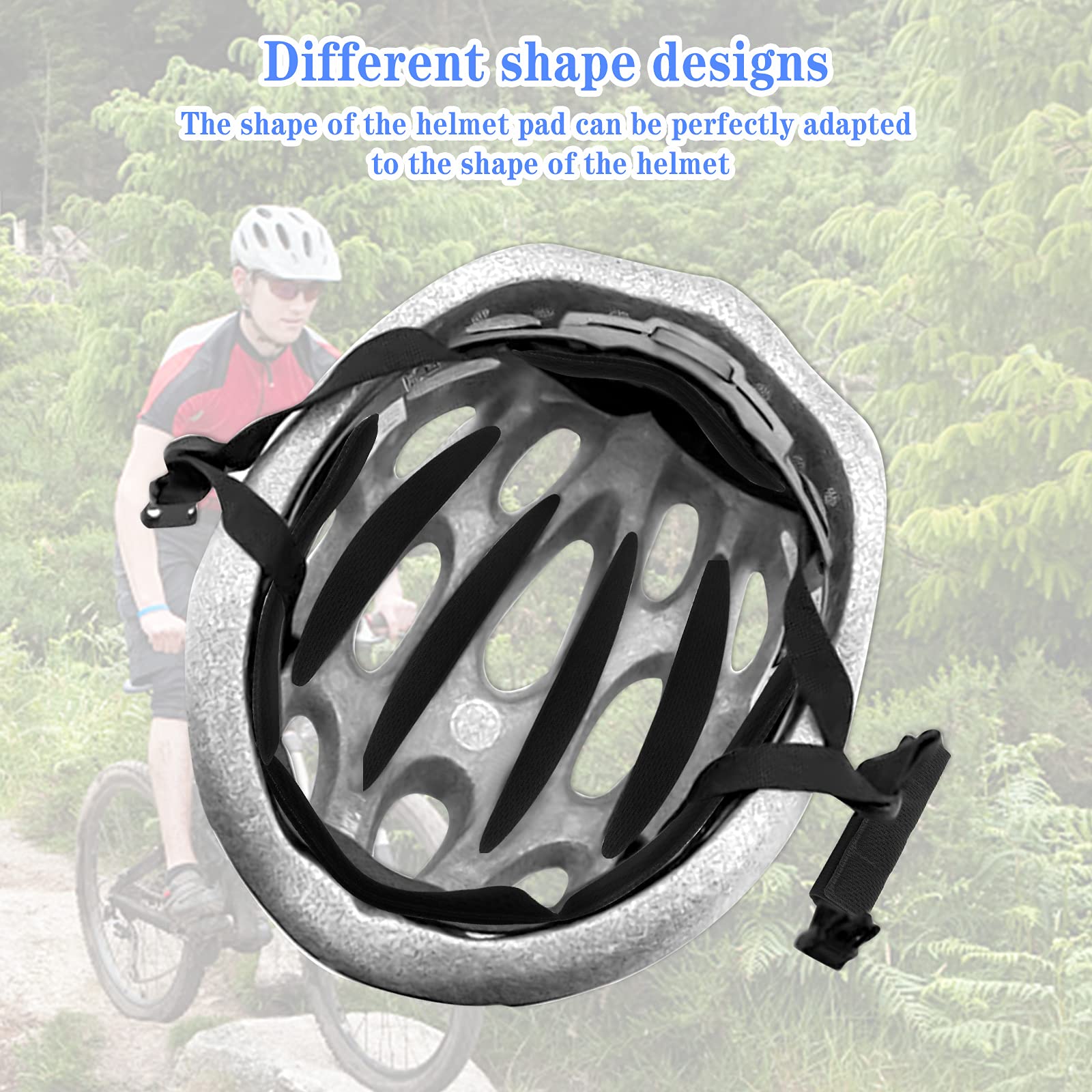 Imbottitura Casco Bici, 3 Kit di Imbottitura per Casco da Bici, Moto e Sicurezza, 27 Pz di Schiuma e 54 Pz Auto-Adesivo Ovale