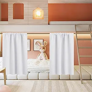 RYB HOME Small Curtains for Kitchen Window - Blackout Privacy Portable Curtain Set for Bedroom Office Bathroom Basement Garage Storage Enclosure RV Bunk, W 34 x L 30 inch, Pure White, 2 Pcs