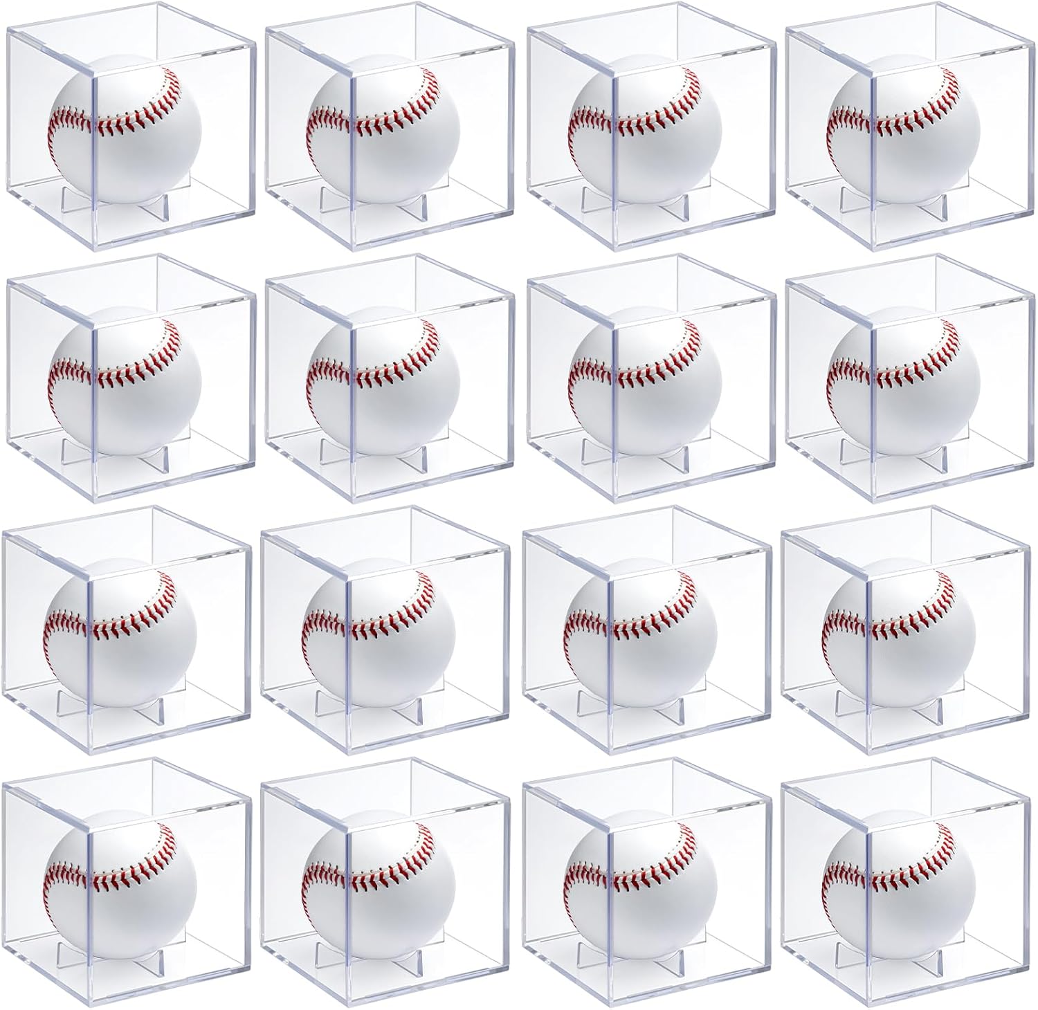 16 Pack UV Protected Acrylic Boxes for Display,Clear Display Case Baseball Cube Memorabilia Showcase Autograph Ball Protector
