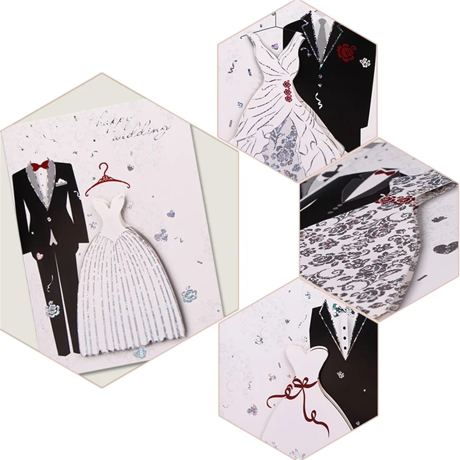 Invitation de mariage faite à la main, Lot de 6 invitations de mariage élégantes avec enveloppes for marié et mariée de style occidental, fournitures de fête for mariage, fiançailles, anniversaire