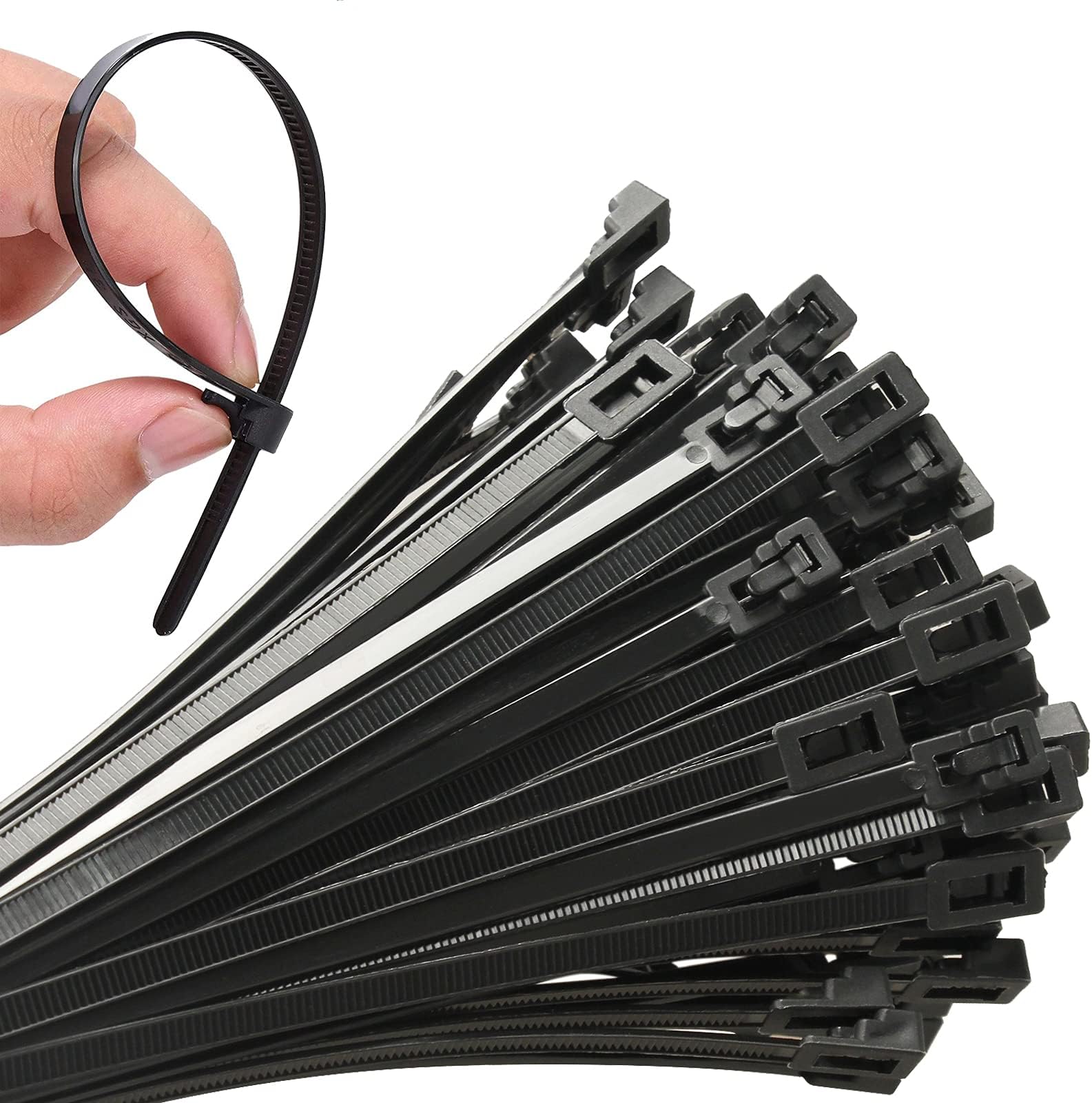 100Pcs 8 Inch Heavy Duty Industrial Zip Toes 40lbs Tensile Strength Releasable Black Tie Wraps Reusable Zip Toes Tie Straps For Garden Plant Secure Vine, Home Office