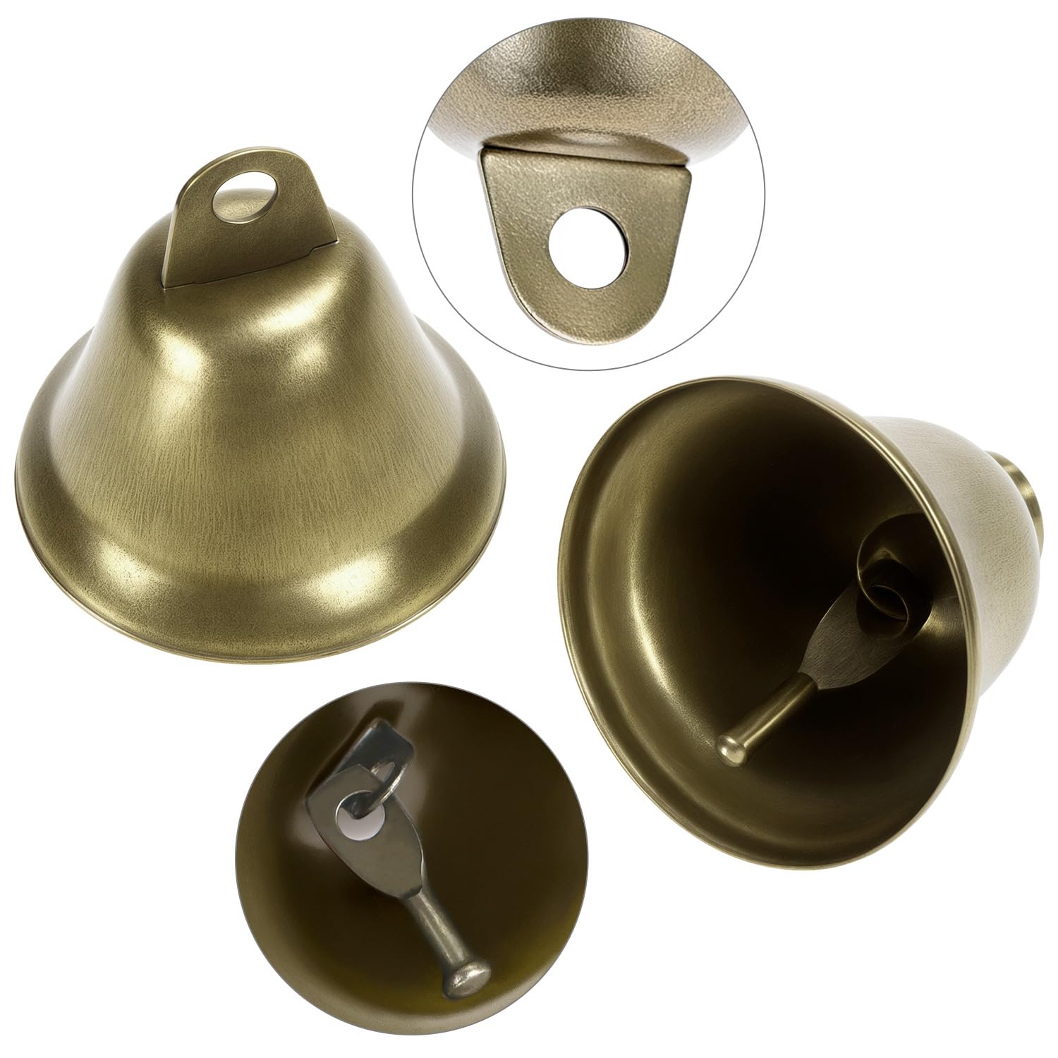 QWORK Campanillas de Metal Bronce Vintage 38mm 26mm Campanas Retro Sonido Nítido para Manualidades DIY