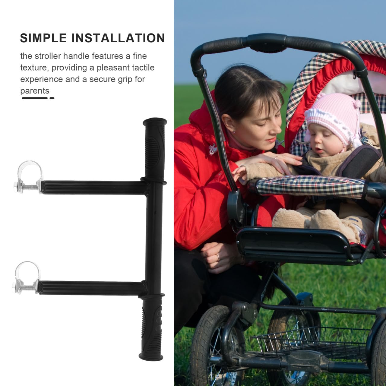 Cabilock Rallonge Universelle pour Poignée De Poussette Extension De Guidon Ergonomique Accoudoir De Poussette Bébé Poignée Rehaussée pour Parents Accessoire De pour Sorties
