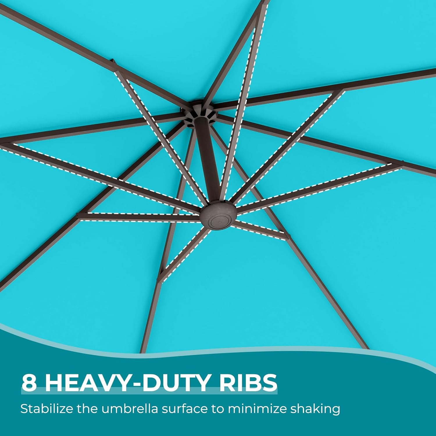 Grand patio Sunbrella 10x10 FT Cantilever Umbrella with Base Included Patio Square Aluminum Offset Umbrellas for Outdoor Pool (Aruba, 10X10 FT-SUNBRELLA) - Image 7