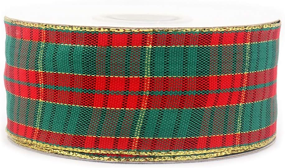 Christmas Checkered Plaid Ribbon 25 Yard Each Roll 100% Polyester Woven Edge Gingham Ribbon for Christmas Crafts, Gift Wrapping (Special Design 1.5 Inch(38mm))