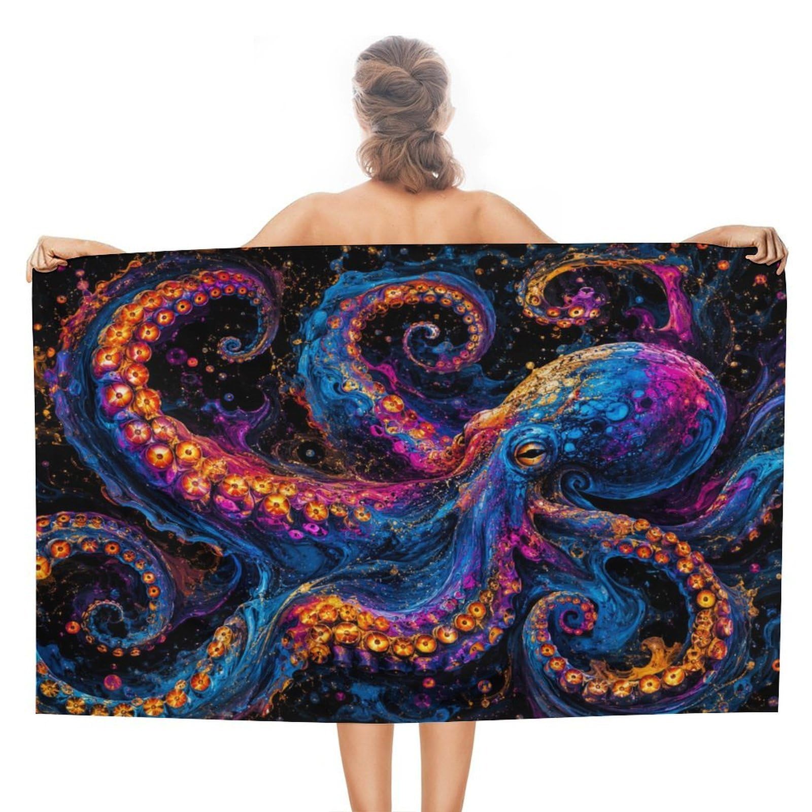 Anceky Colorful Octopus Oversized Beach Towel Quick Dry Sand Free Microfiber Travel Towel Lightweight Multi Purpose Beach Blanket Pool Gym Bath Towel 51x31 in