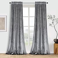 Vista 17 de Roslynwood Cortinas de terciopelo, decoración de hogar, verde azulado, para la sala, opacas y con aislamiento térmico, para comedor, fondo