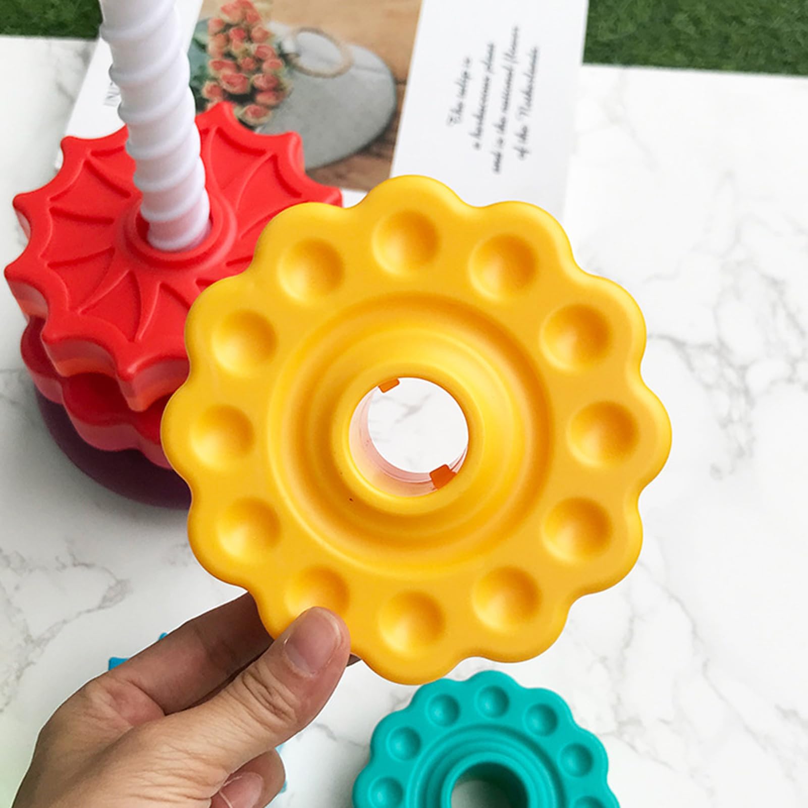 Giocattolo impilabile: anello a torre , ingranaggi sensoriali, gioco educativo a motore fine, ruota a colori interattivi | Giocattolo di apprendimento precoce per ragazzi