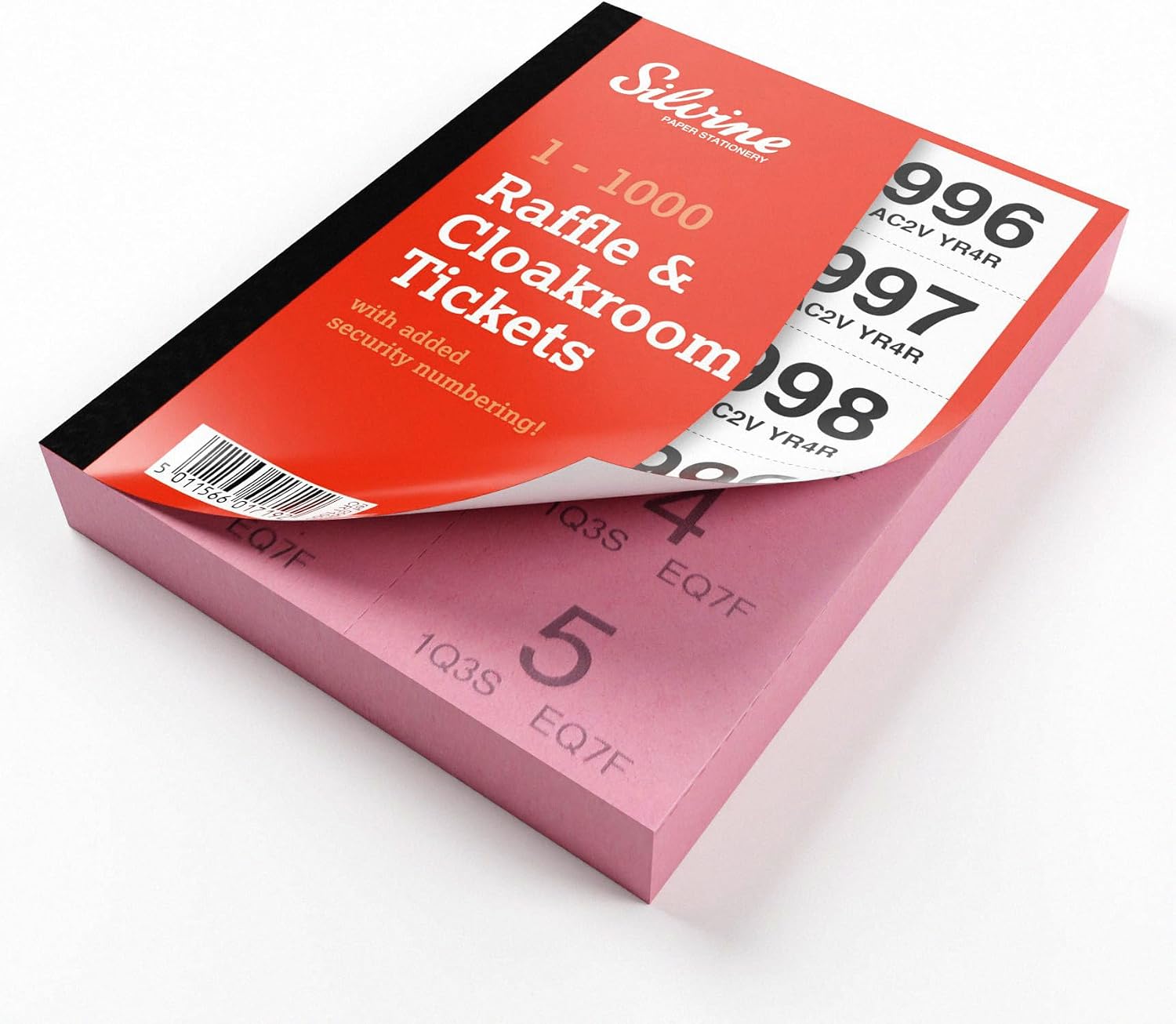 Silvine Cloakroom/Raffle Tickets, Numbered 1-1000 with Security Numbering. Ref CRT1000 [Pack of 6]