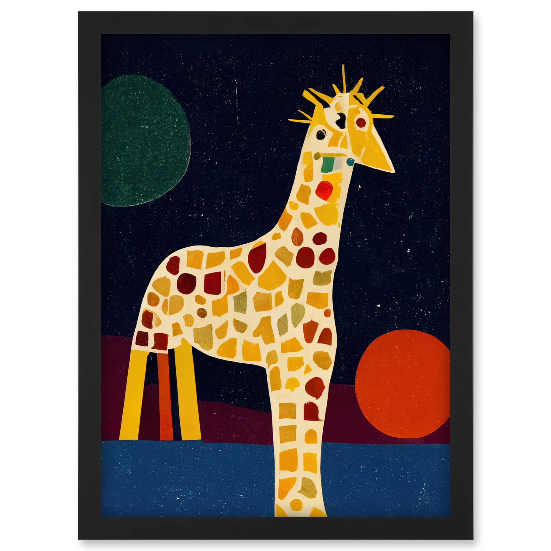 Doppelganger33 LTD Abstract Giraffe Surreal Cubism Artwork Framed A3 Wall Art Print