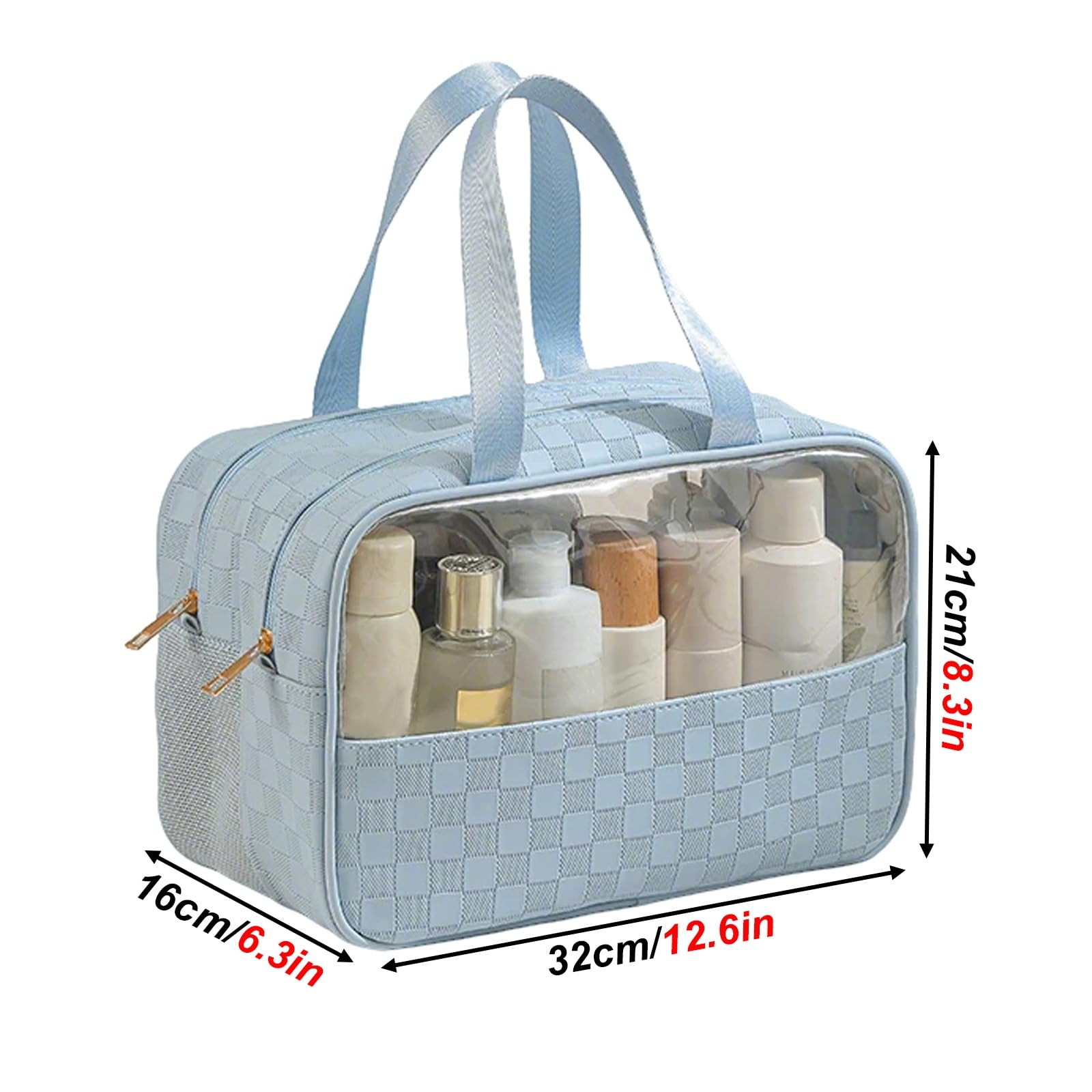 Borsa da Viaggio Impermeabile in PU, Beauty Case Portatile per Donna, Design a Doppio Strato, separazione tra Bagnato e Asciutto, pronta all'Uso in Qualsiasi Momento, per Una Vita