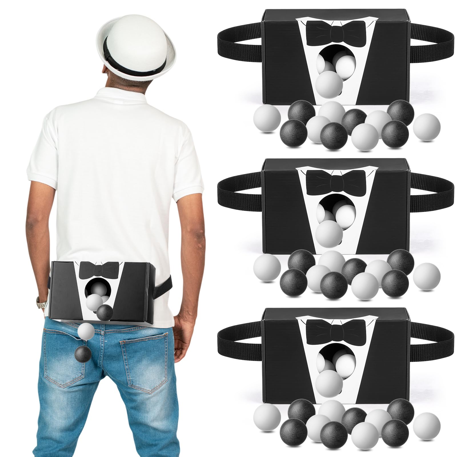 Yaomiao 4 Pack Bachelorette Party Game Shaking Swing Balls Set Wedding Bridal Shower Games Includes 4 Set Strap Shake Box and 80 Balls Funny for Party