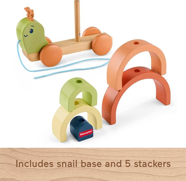 Foto 5 de 6 de Fisher-Price Caracol apilable de Madera para niños pequeños con 6 Piezas de Madera para Jugar en el Desarrollo