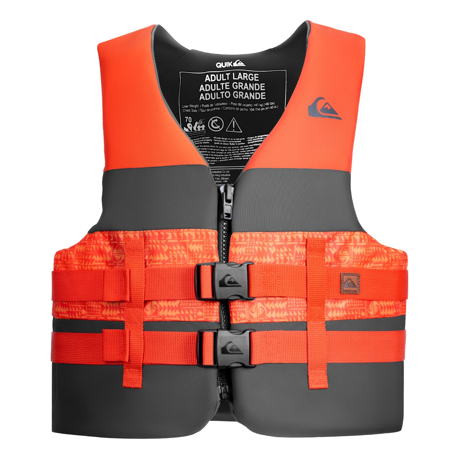 QUIKSILVER Men's Life Jacket, USCG Approved Type III PFD, Lightweight EPE Foam Life Vest, with Quick-Release Buckles and Drain Holes, for Fishing,