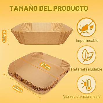 120 Pieces Air Fryer Paper 23-27 cm, Waterproof Oil-proof Air Fryer Paper 7-12L Air Fryer Paper Oven Accessories Airi Fryer for Cosori Philips Ninja Cecotec XXL