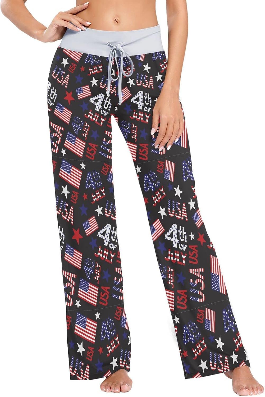 Naanle Womens Chic Pattern Soft Drawstring Girls Daily Lounge Wide Leg Yoga & Pajama Pants Sleepwear House Bottom XS-XL - Image 3