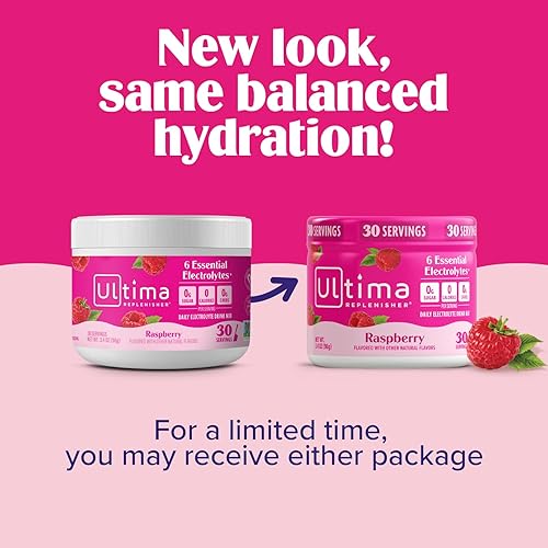 Miniatura 5 de Ultima Replenisher Paquete de mezcla de bebidas en polvo de electrolitos, sin azúcar, frambuesa, 30 recipientes para servir y 20 paquetes de barras,