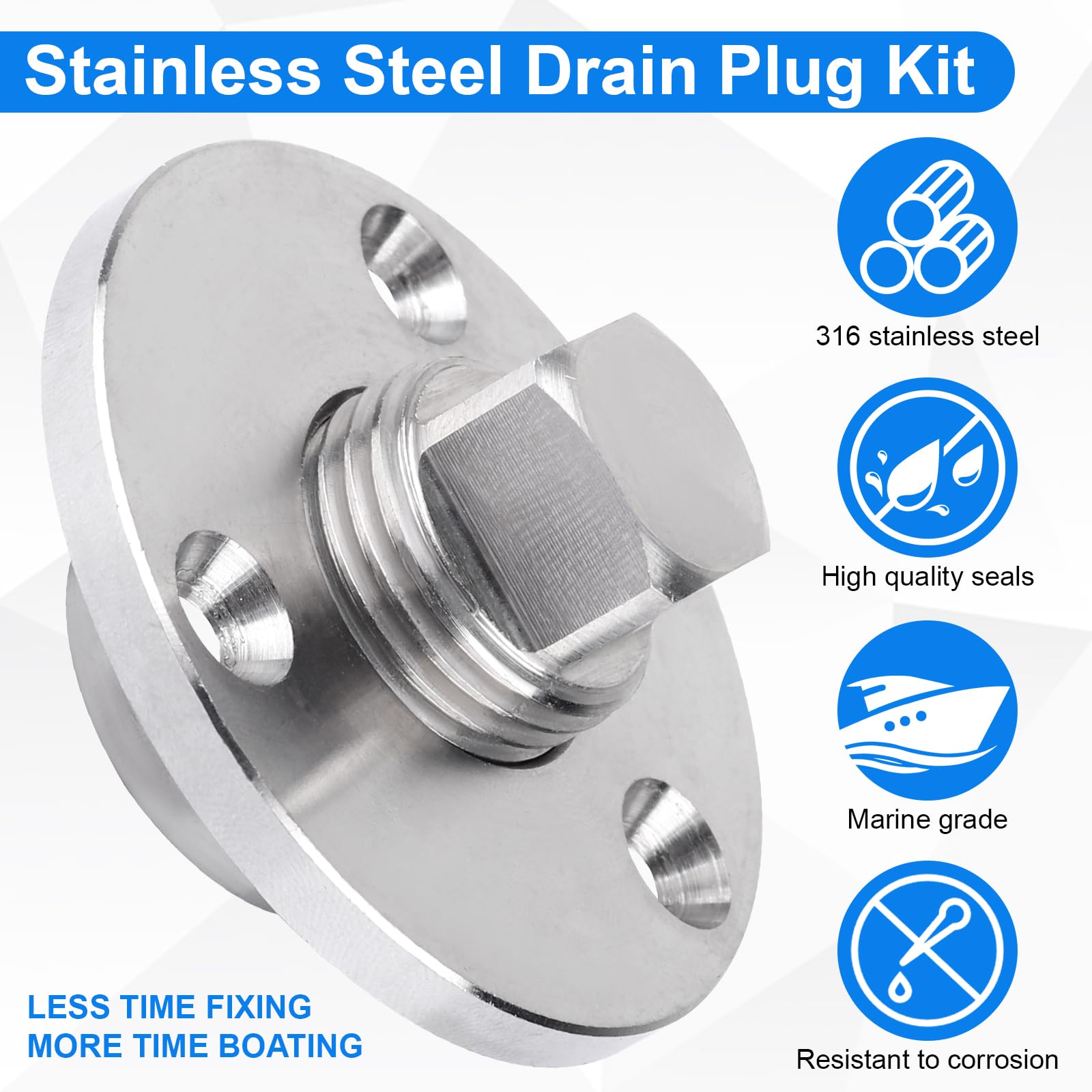 Quick Plug Boat Snapklik.com : Stainless Steel Boat Drain Plug Kit Boat Plug Kit 1/2 ...