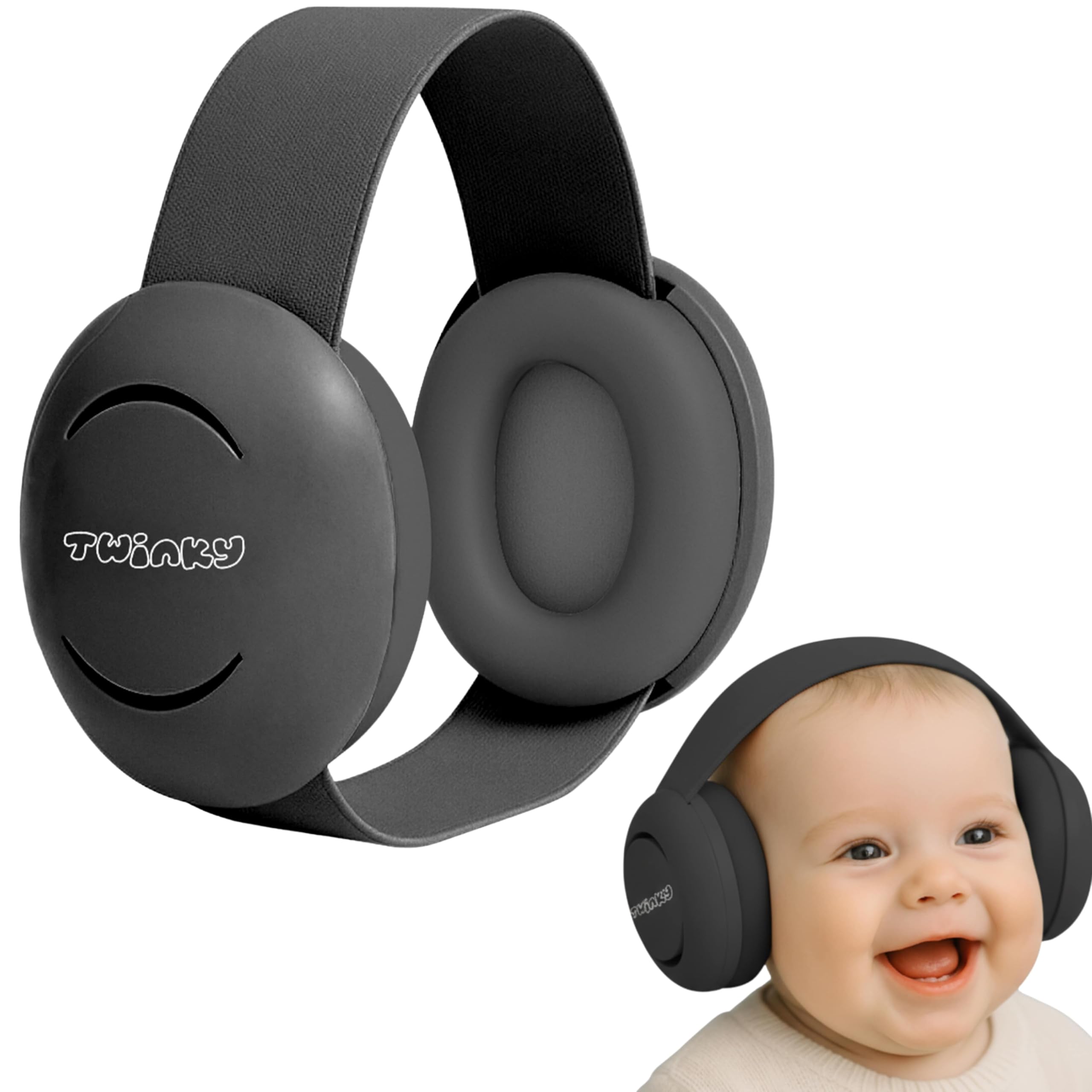 Twinky Cache-oreilles pour bébé de 0 à 36 mois – Casque antibruit bébé – Cache-oreilles confortables et réglables pour nourrissons, nouveau-nés et tout-petits – Protection auditive et meilleur sommeil
