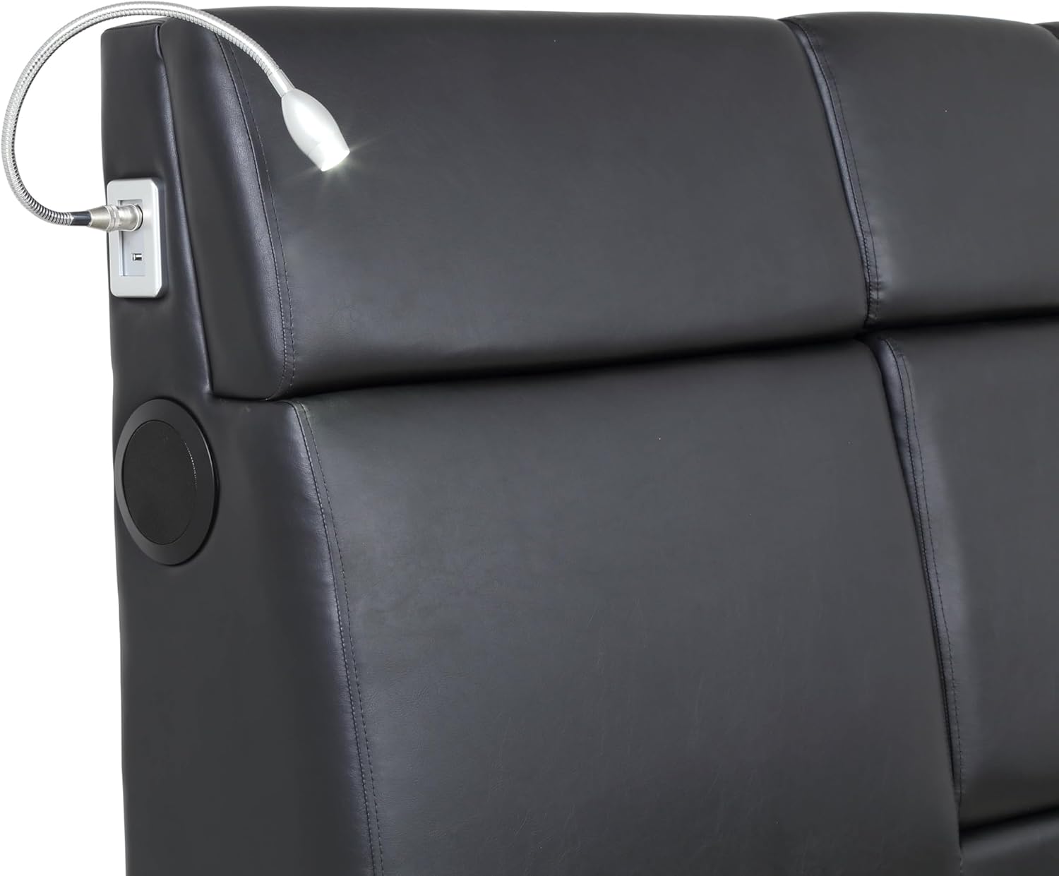 Bluetooth Sound and Lighting King Bed with Beverage Tray, Modern Design, Easy Maintenance, Black