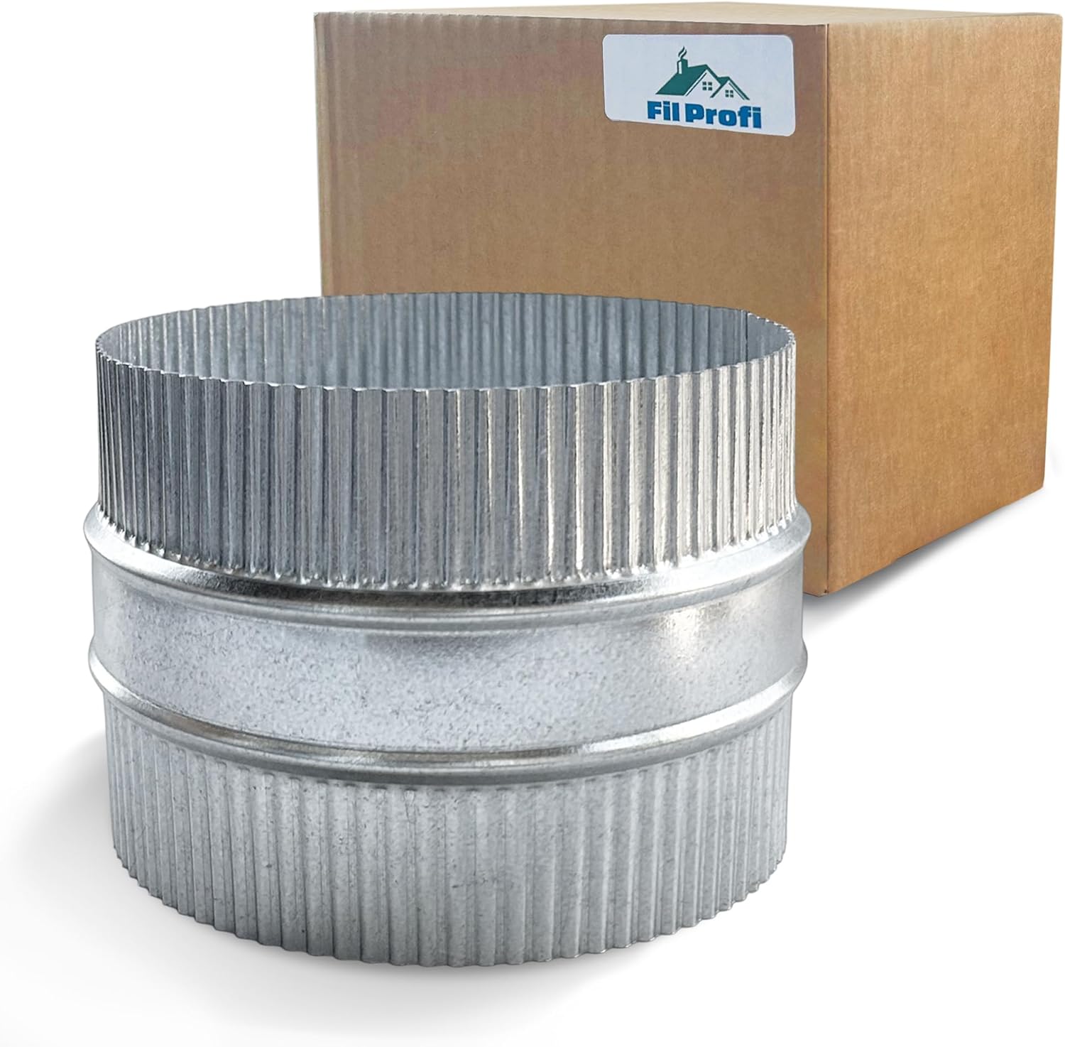 10" x 4" Long — Inside-Fit (Insert) Round Duct Coupling Sleeve — HVAC/Dryer Vent Duct Connector/Coupler — Galvanized Steel