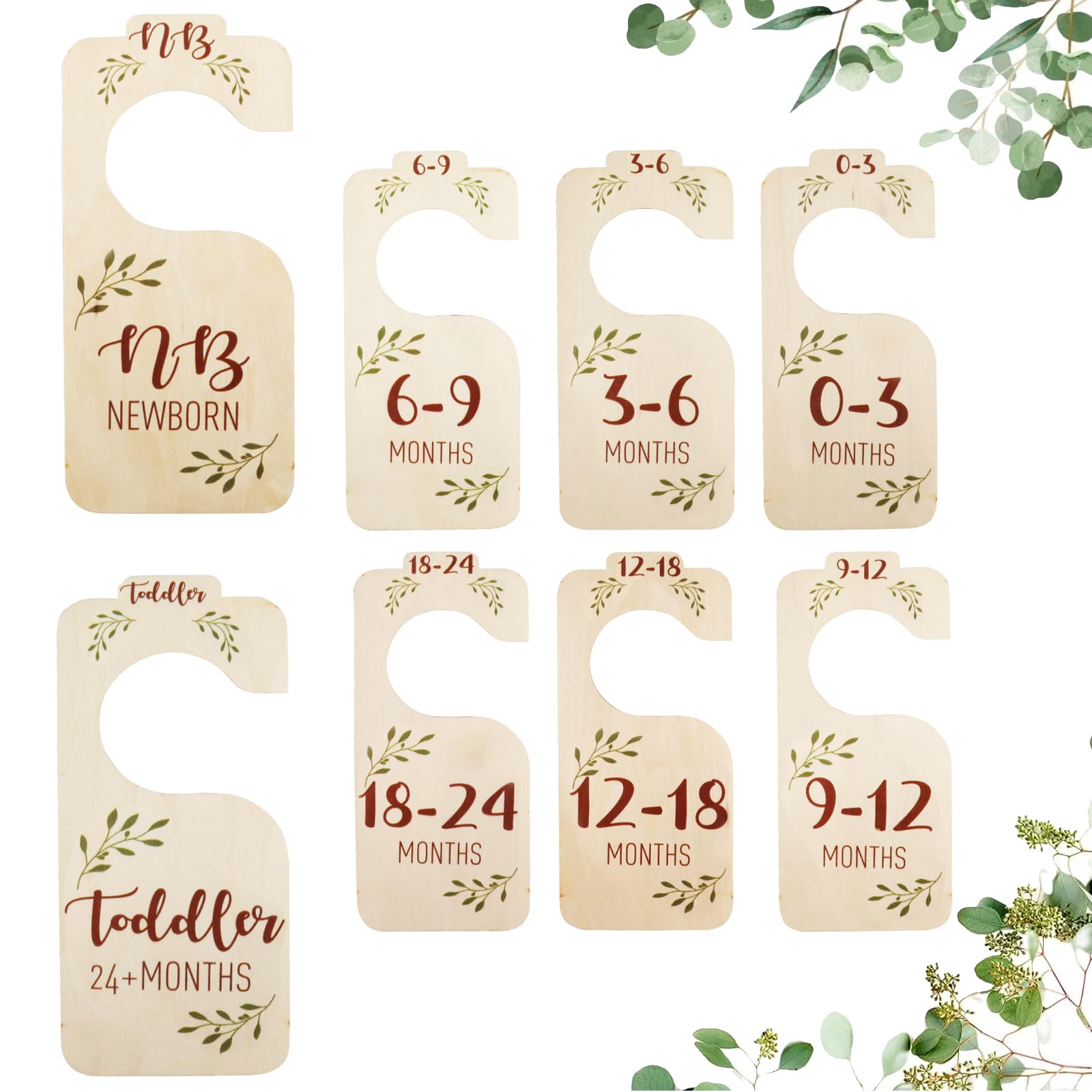 ROPCIA Boho Baby Closet Dividers 8 Pcs Beautiful Wooden Baby Closet Dividers for Clothes Double-Sided Baby Clothes Size