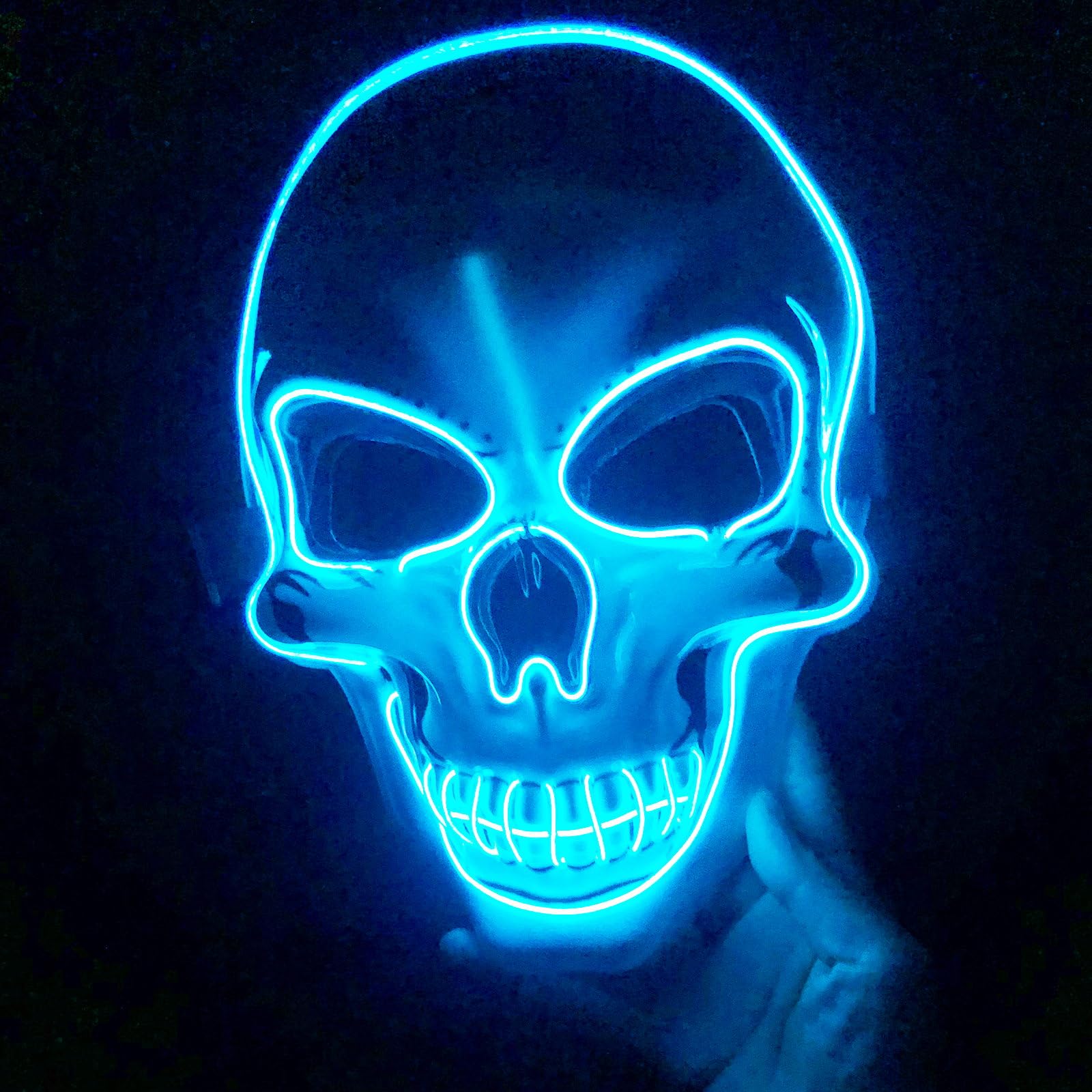 Máscara de miedo de Halloween con luz para suministros de recuerdo de fiesta con 3 modos (azul) 6
