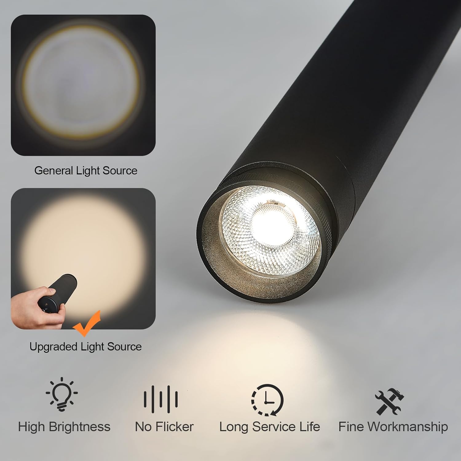 Adjustable Focus LED Pendant Lights Kitchen Island 3 Pack Black Pendant Light Mini Modern Pendant Lighting for Kitchen Bedroom Dining Room Cylinder Pendant Spot Light, 4000K