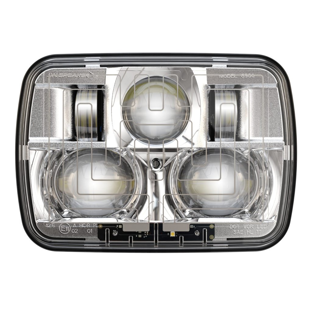 J.W. SPEAKER 12-24V DOT/ECE LED RHT High & Low Beam Heated Headlight with Chrome Inner Bezel