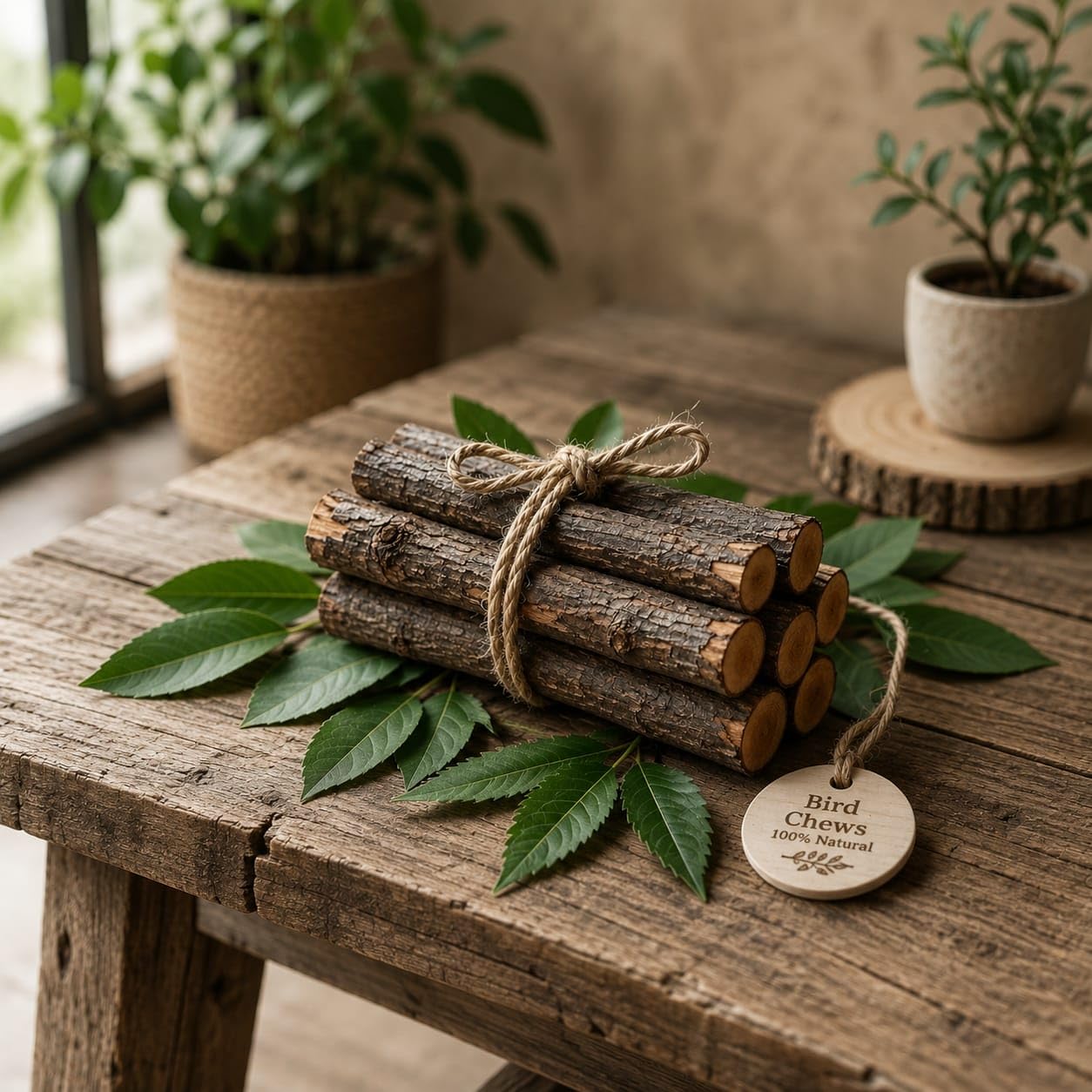 Natural Bird Chewing Twigs Bundle, Neem and Eucalyptus Wood, 100% Non-Toxic, for Cockatiels, Budgies, Conures and Parrots-picture-28