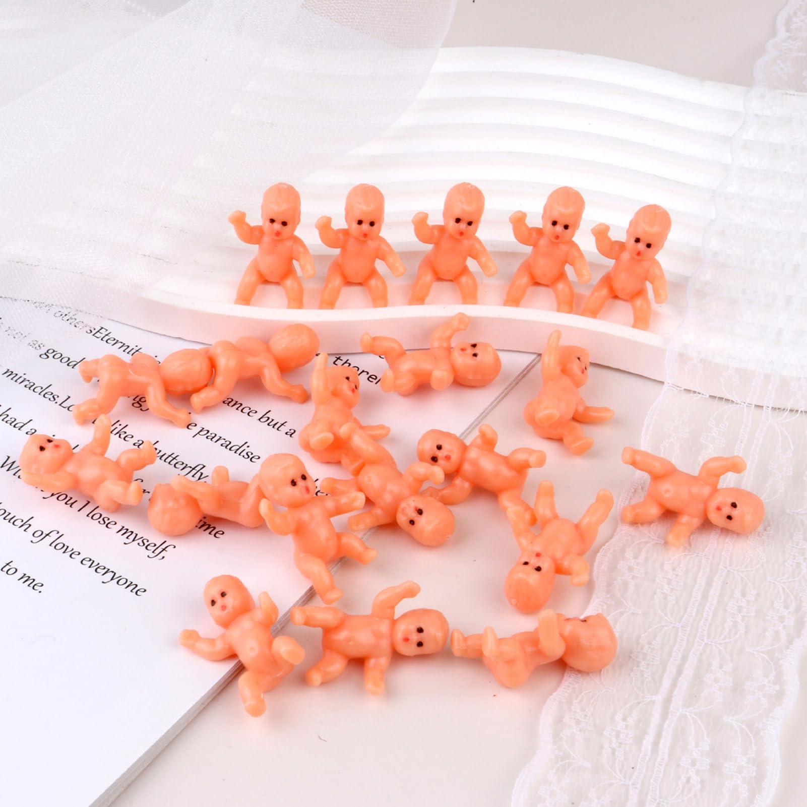 36PCS 1.2 Inch Mini Plastic Babies - For King Cake, Baby Shower Games, Ice Cube Party Favors (White)
