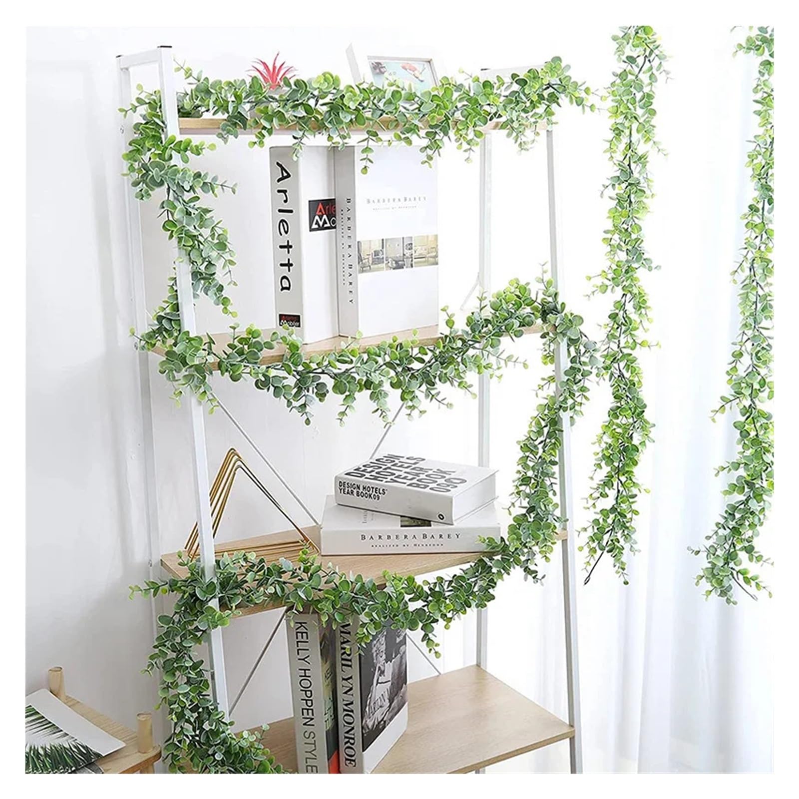 Künstliche Blumenranke, Künstliche Eukalyptus-Blumenrebe, 2 Stück, 1,8 m, Mehrfarbig, for Hochzeit, Zuhause, Wanddekoration(White Green-2pcs)